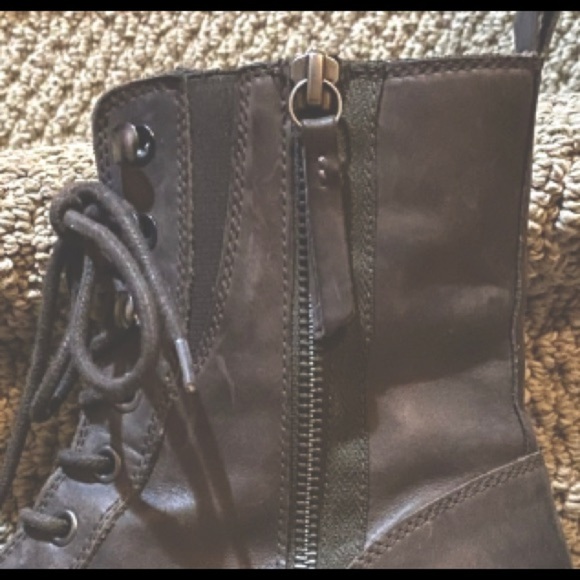 GEOX chocolate brown combat boots. *zippered lace up. - Picture 8 of 11